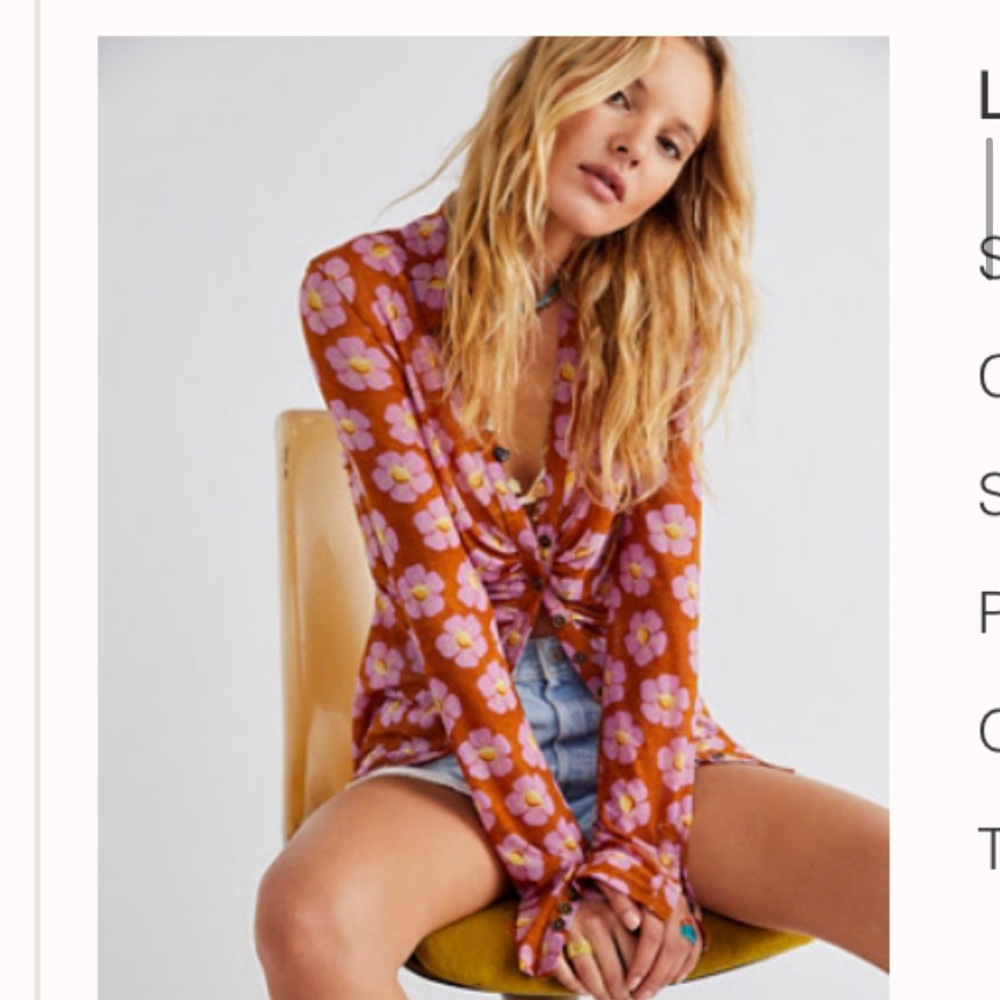 FREE PEOPLE SMALL FLORAL Long Sleeve Top